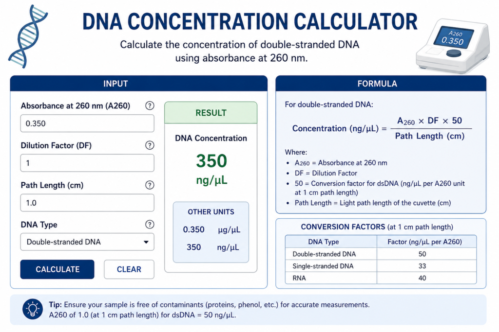 DNA Concentration Calculator