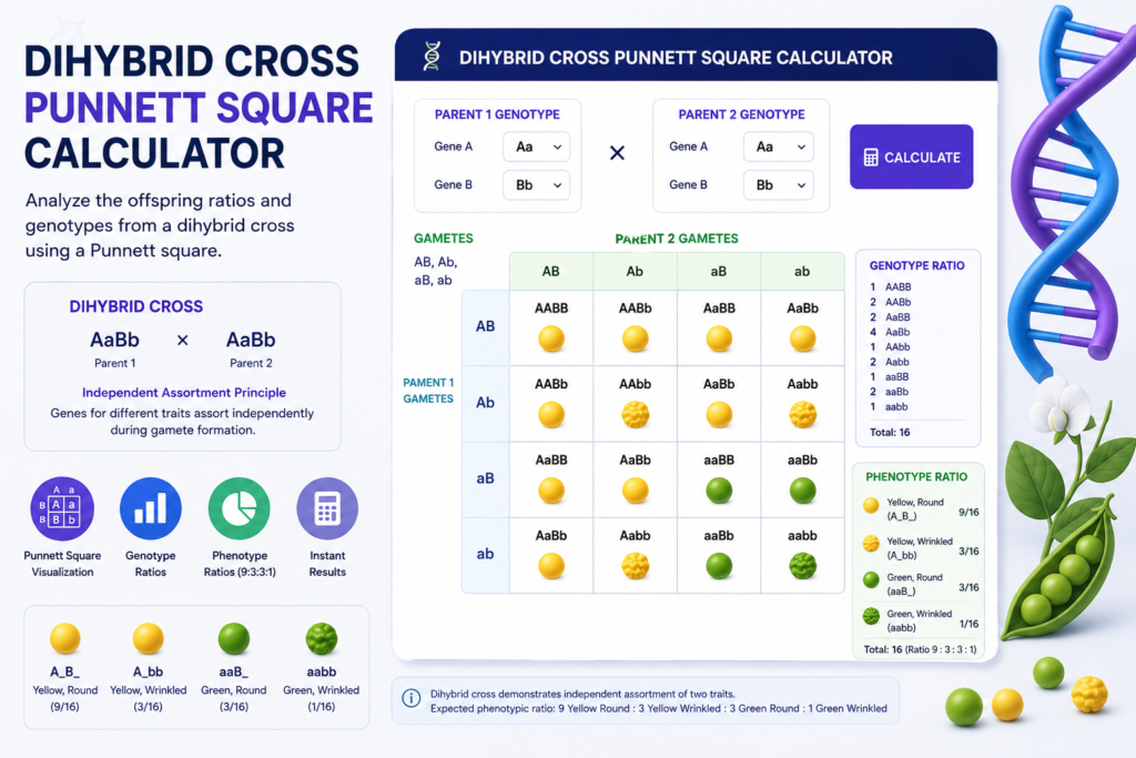 Dihybrid Cross Punnett Square Calculator