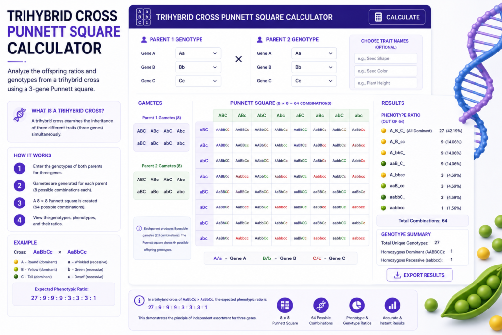 Trihybrid Cross Punnett Square Calculato