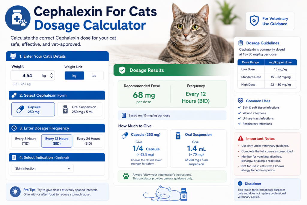 Cephalexin For Cats Dosage Calculator