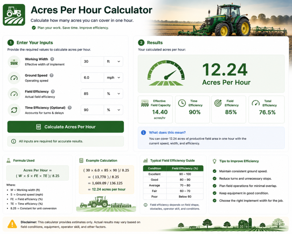 Acres Per Hour Calculator