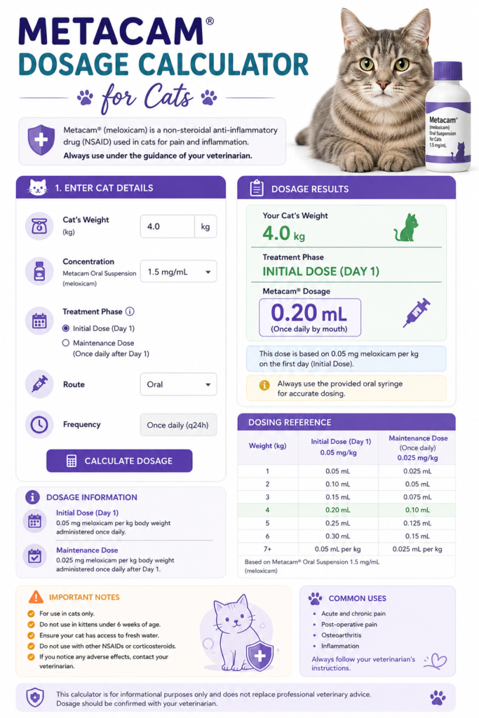 Metacam Dosage Calculator for Cats