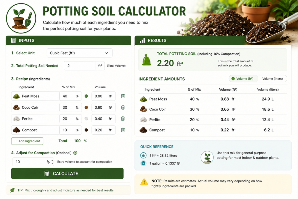 Potting Soil Calculator