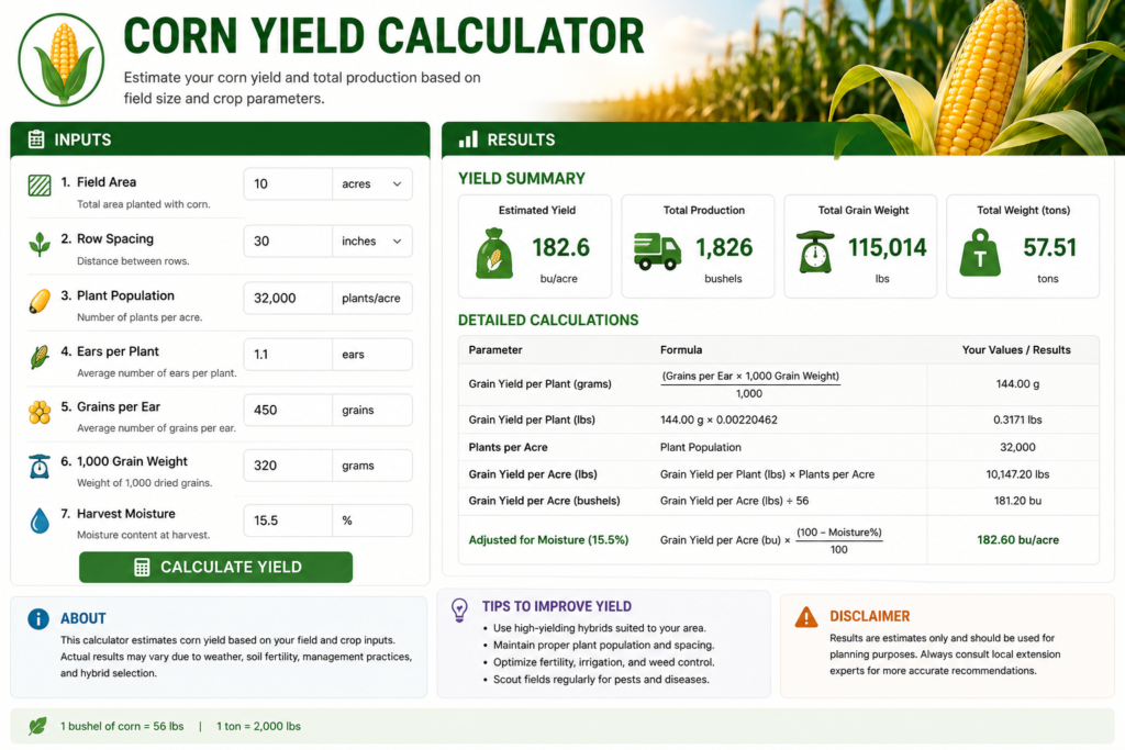 Corn Yield Calculator