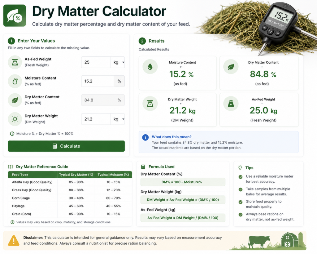 Dry Matter Calculator