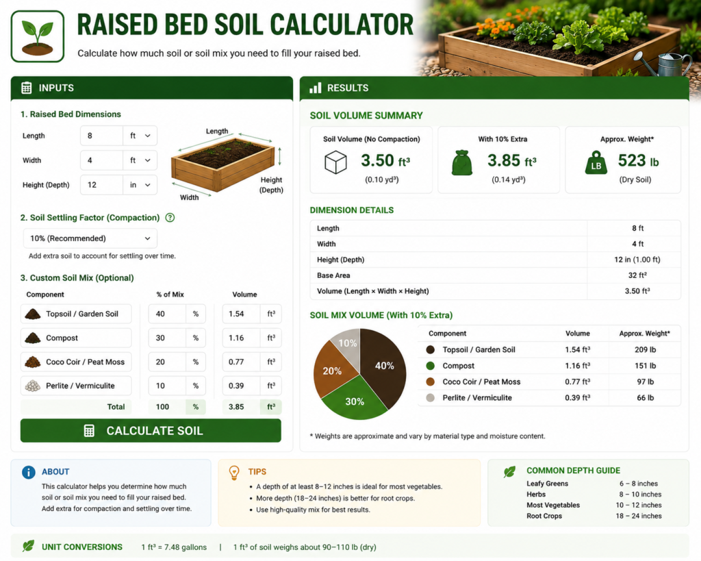 Raised Bed Soil Calculator