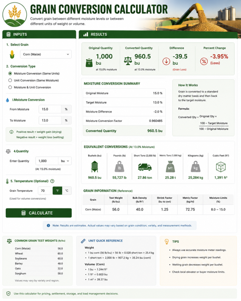 Grain Conversion Calculator