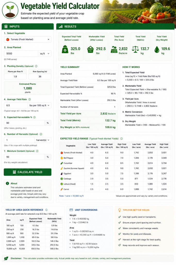 Vegetable Yield Calculator