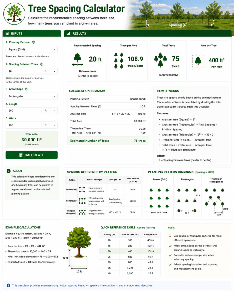 Tree Spacing Calculator