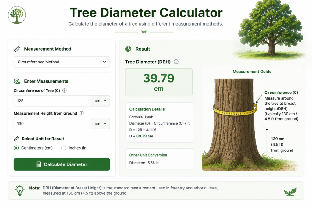 Tree Diameter Calculator